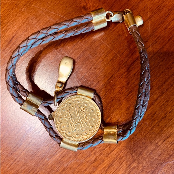 Brown rope & gold tone real silver bracelet with semi-precious stones dragonfly - Picture 10 of 11